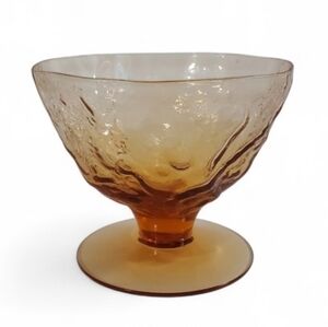 🔴 Vintage Seneca Amber Sherbet Champagne Glass Textured Art Glass Retro Decor